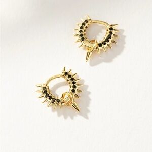 Gold and Black Spike Huggie Earrings